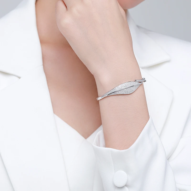 Ailmay Solid 925 Sterling Silver Luxury Full Cubic Clear Zirconia CZ Bracelets For Women Wedding Engagement Fine Female Jewelry