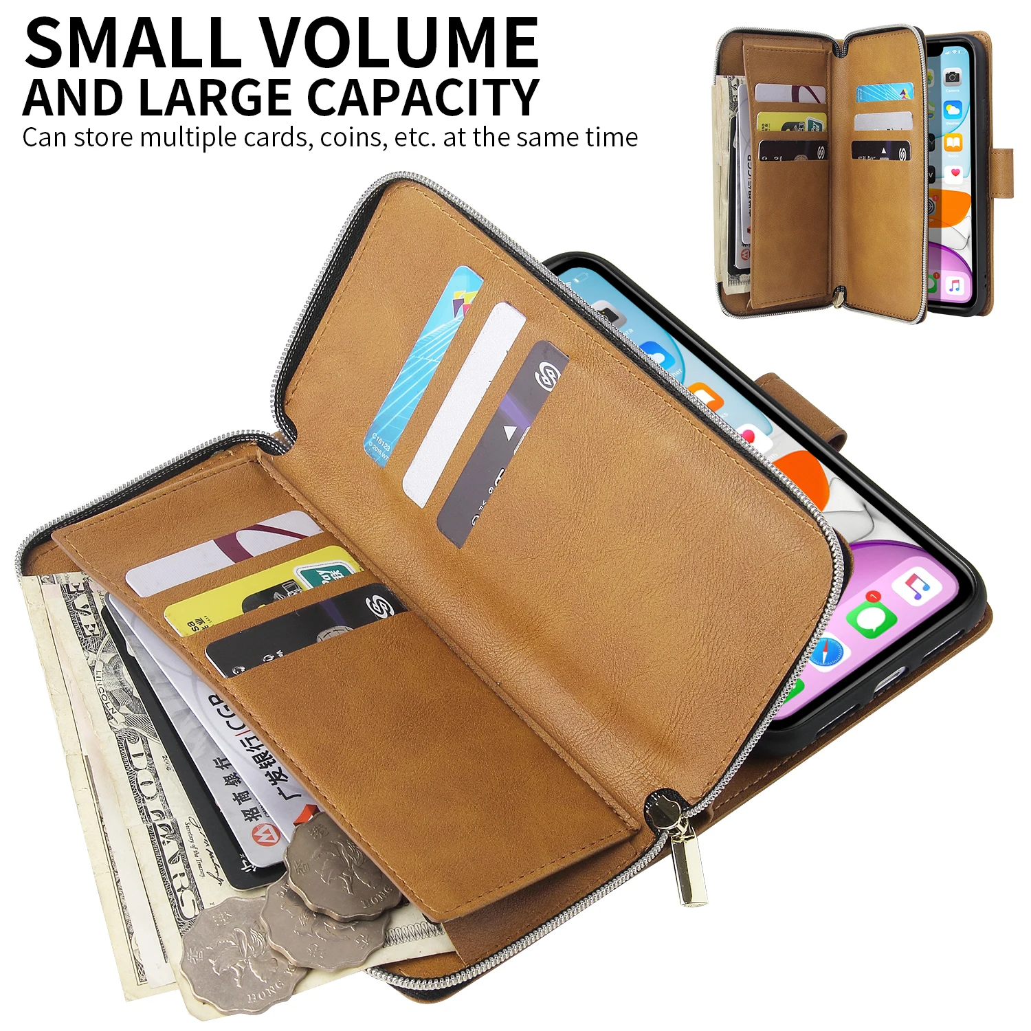 Luxury Zipper Wallet Leather Case For Sharp Sense3/Sense3 lite Case Cover Flip Magnetic 9 Card Ultra thin For Sense 3 Plus Cover