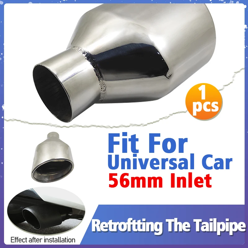 

1pcs Universal Car Oblique Mouth Exhaust Muffler Tube 56mm Pipe Tipe Throat Retroftting The Tailpipe Tuning Car Accessories