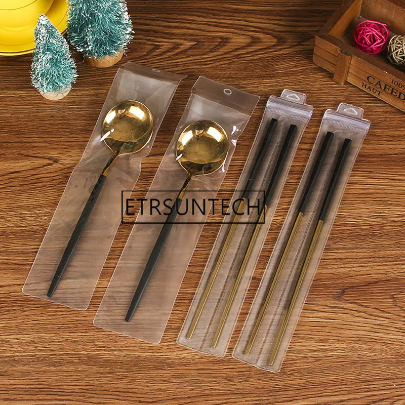 

500pcs Plastic Tableware Storage Bag Frosted Transparent Cutlery Spoon Fork Chopsticks Packaging Retail Bag