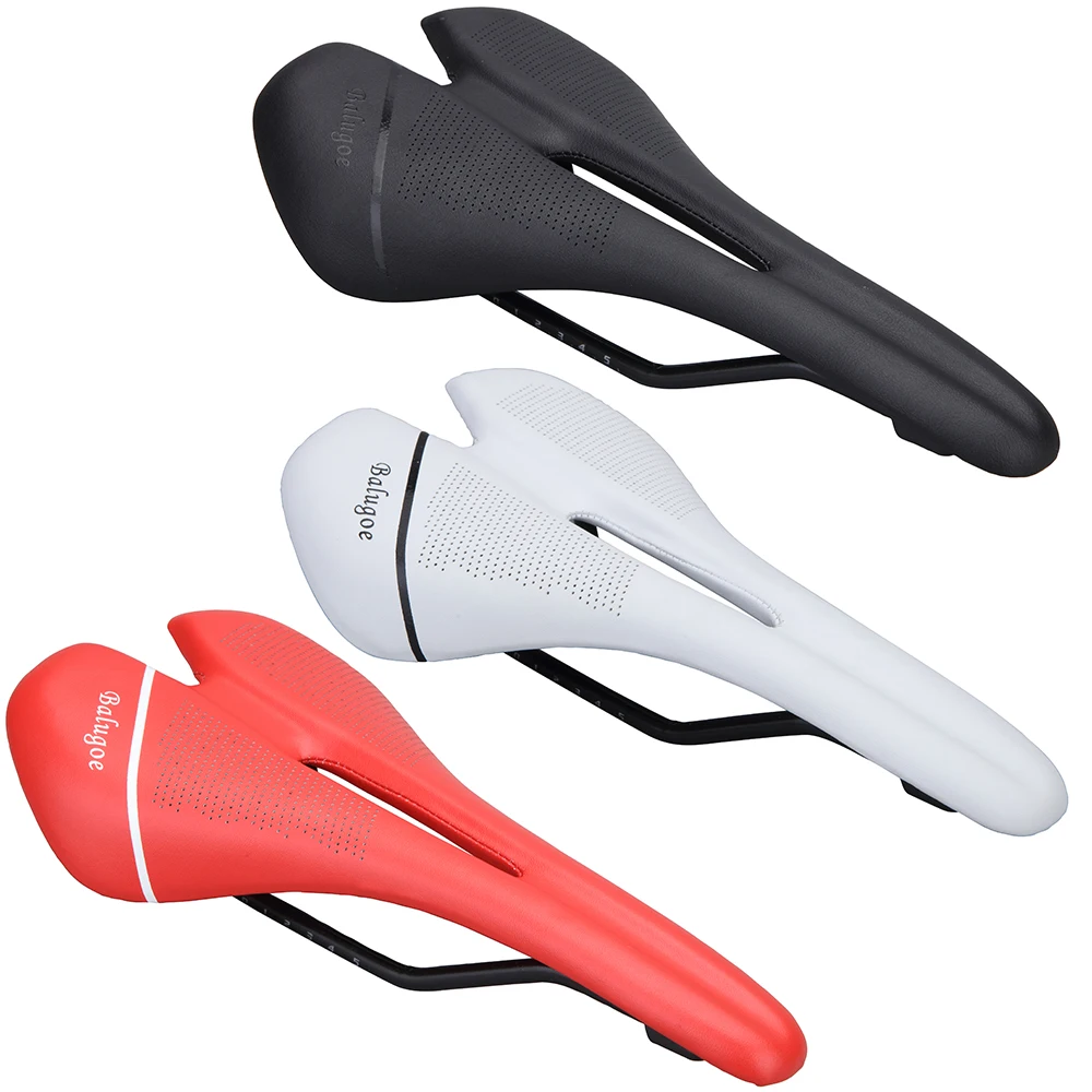 BALUGOE-Full Fiber Road Mountain Bike Saddle, Seat Bag, Red, Black, White, EVA Saddle, 245g