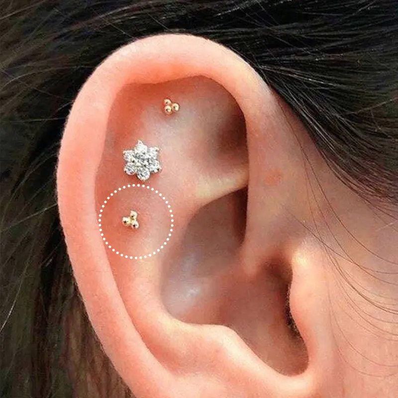 1Pcs Stainless Steel Mini Stud Earrings Heart Star Moon Cross Butterfly Snake Helix Cartilage Tragus Lobe Ear Piercing Jewelry