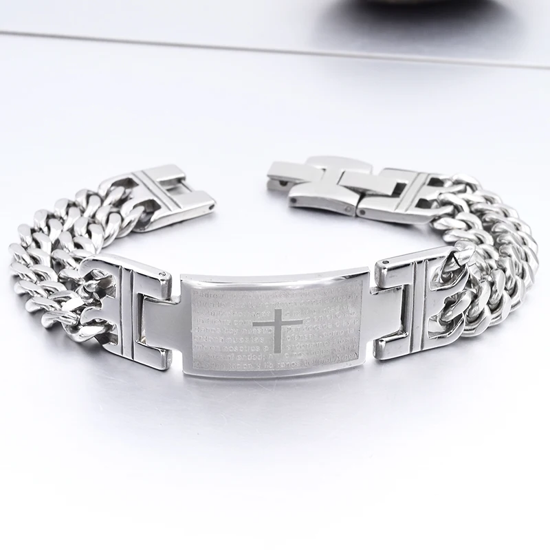 Moorvan 20.5cm long,17mm wide,Two link chain blank big heavy stainless steel ID Bracelet Fashion Jewelry 2017 Men,VB107