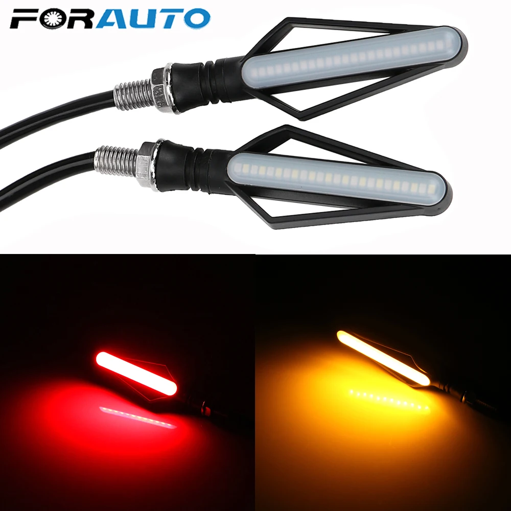 FORAUTO 1 Pcs 24 LED Motorbike Indicator Blinker Fog Light Motorcycle Turn Signal Lights Moto Tail Brake Lights Signal Lamp