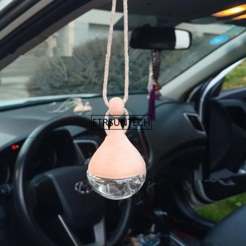 100pcs Perfume Hanging Glass Empty Bottle Auto Rearview Mirror Ornament Oil Diffuser Car-styling Fragrance F3808