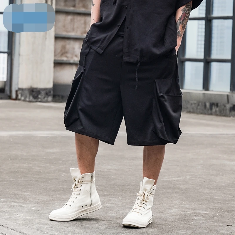 Hair stylist summer shorts male original design dark six-point pants big pocket casual pants