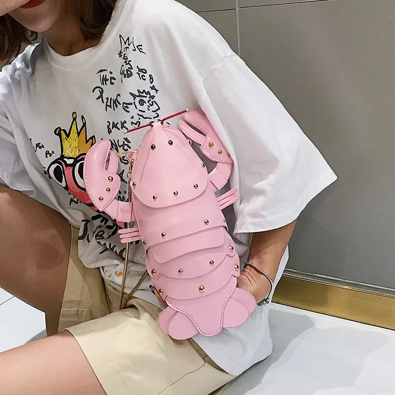 Lobster Shoulder Bag Brand Design Mini Women Handbag 3d Cartoon Animal Shape Crossbody Bags Fashion Chains Messenger Bag