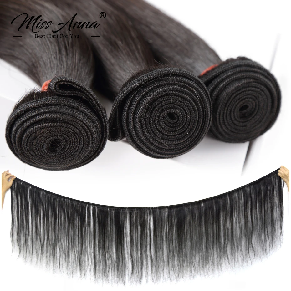 Missanna-extensiones de cabello humano Remy 100% Natural, mechones de tejido suave brasileño de 28 y 30 pulgadas, 12A, 1/3/4 piezas