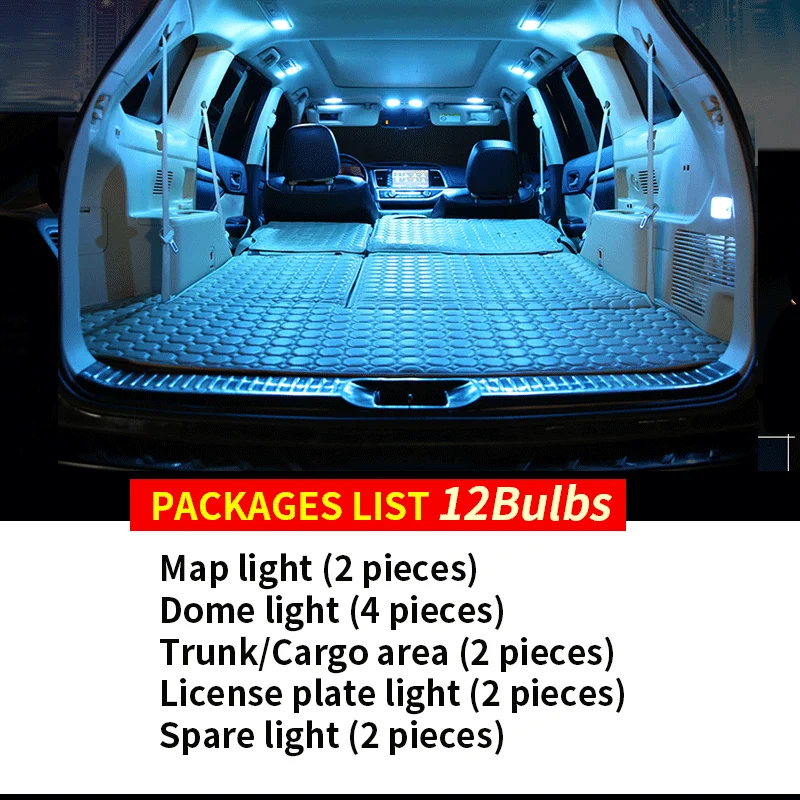 12pcs No Error White Canbus LED Light Car Bulbs For 2007-2012 Mazda CX-7 Map Dome Trunk License Plate Lamp Interior Package Kit