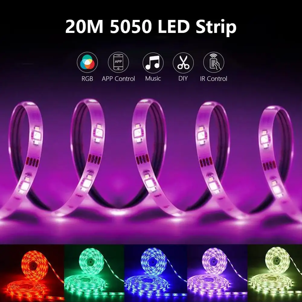 LED Strip Light, RGB 5050 Lights,  Music Sync Color Changing, Built-in Mic, App Controlled LED Lights Rope Lights 5M 10M 20M