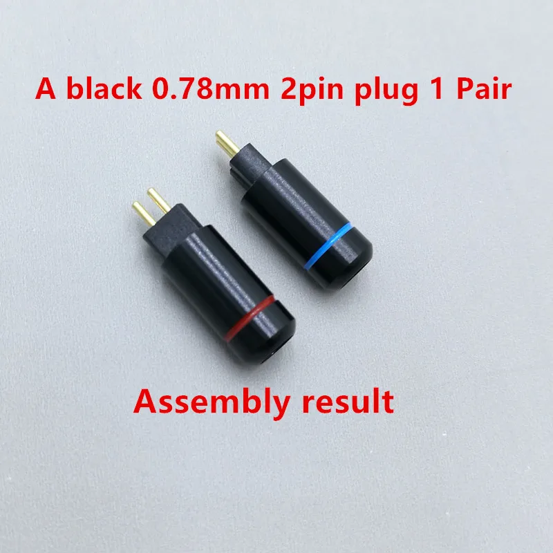 2 pcs custom made universal pin Socket  mmcx plug, A2DC plug, 0.78mm 2pin Pure copper gold plated Built-in hreaded