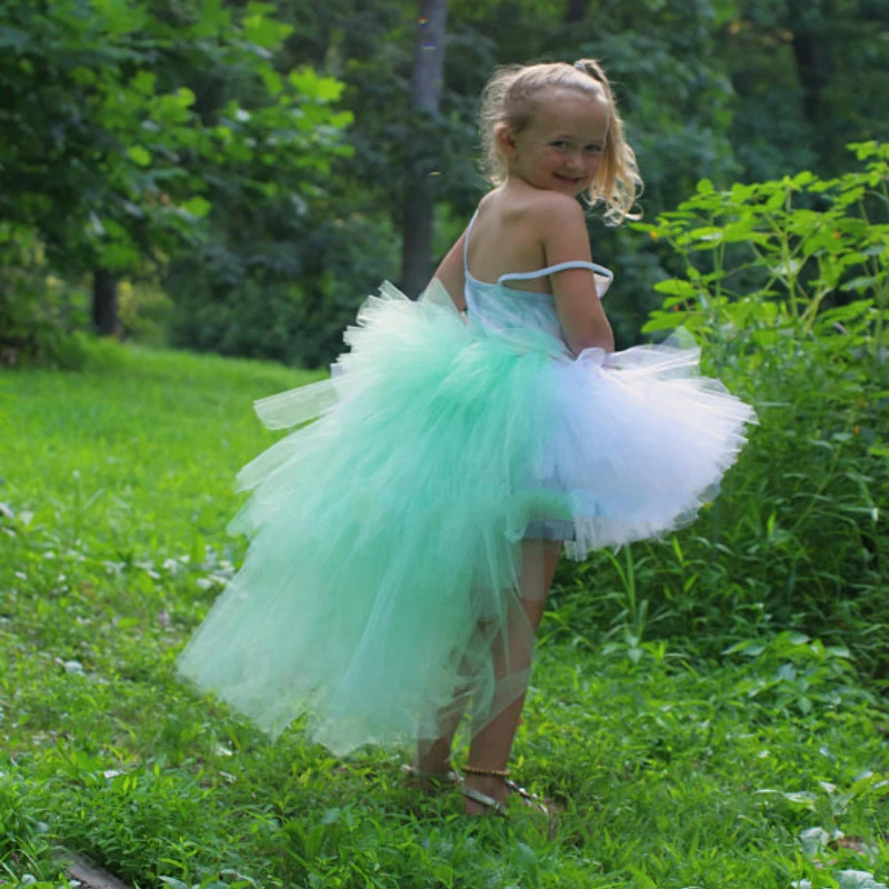 Girls Aqua Unicorn Trailing Tutu Skirts Kids Layers Tulle Pettiskirt Underskirt Children Ballet Dance Skirts Party Costume Tutus