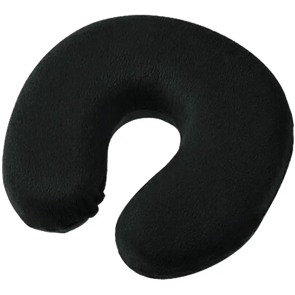 Almohada de viaje en forma de U para coche, inflable de vuelo aéreo cojín, soporte para el cuello, reposacabezas, suave, color negro, 1 unidad