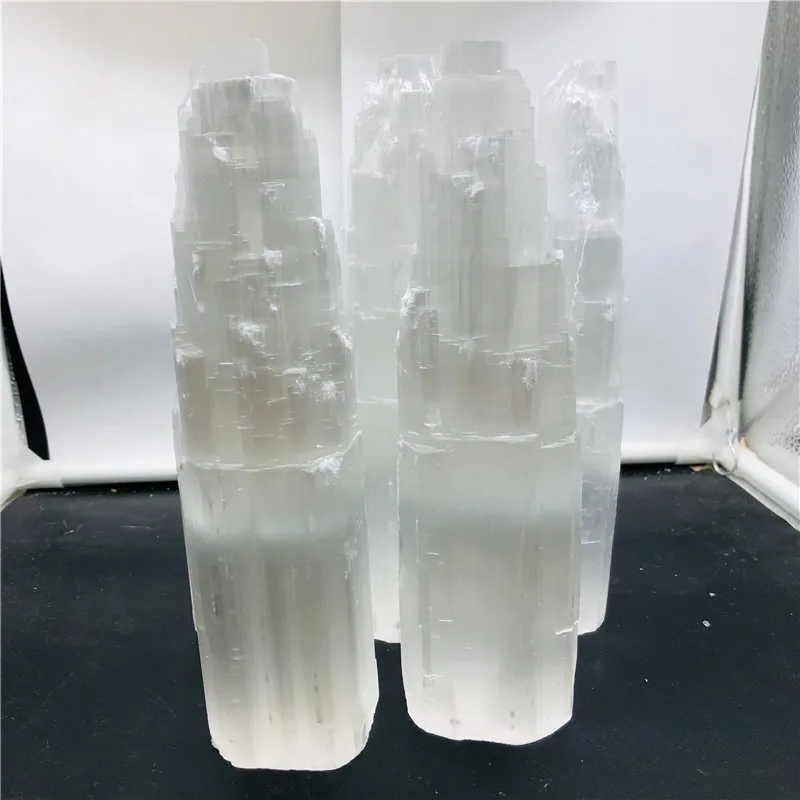 Cristallo di Quarzo naturale Selenite Lampada Fiamma Reiki Guarigione Campioni di Minerali Decorazione di Cerimonia Nuziale Complementi Arredo Casa