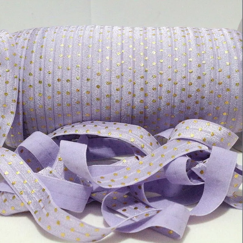 5Yards/Lot 5/8\'\' 16MM Polka Dots Printed Elastic Rubber Band Fold Over Elastic Foe Ribbon Diy Accessories Crafts