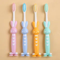 4Pcs Kids' Cute Rabbit and Bear Design Soft-Bristled Toothbrush Set - Children's Oral Care Toys Gifts for Kids