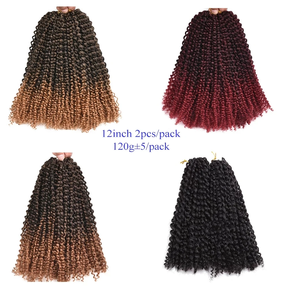 8-12inch Marley Braid Synthetic Jerry Curly Crochet Hair Bohemian Ombre Braiding Hair Extensions for Women 60Stands/Pack Alibaby