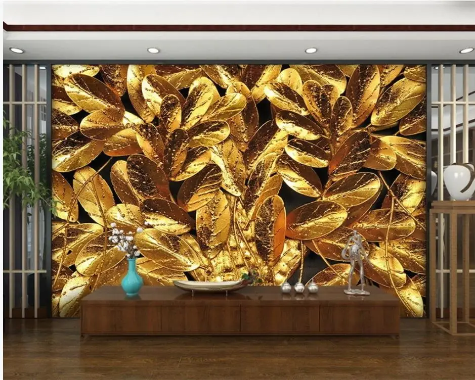 3D Wallpaper Custom Any Size Mural Wallpaper Tree gold leaf TV background wall decoration painting