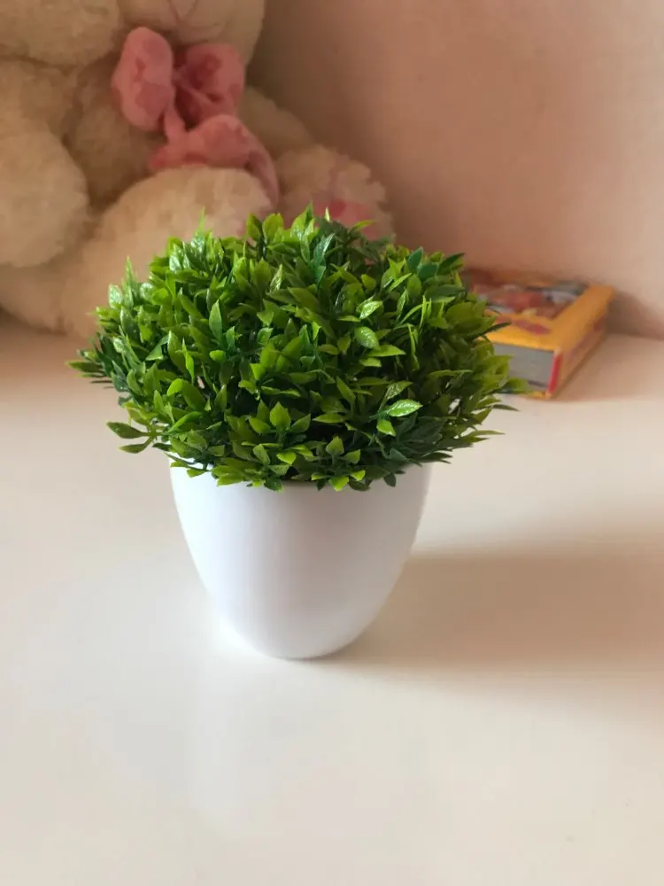 1pc Artificial Potted Plant Bonsai Plastic Flowerpot Ornaments Simulation Flower Grass Birthday Party Decor Home Office Decor image 5