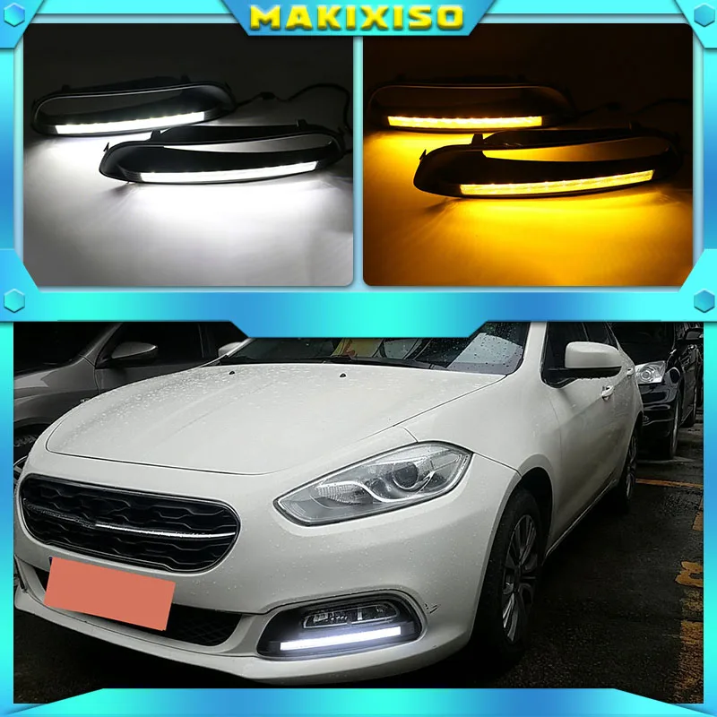 

LED DRL Daytime running light case For Fiat Viaggio 2015-2017 fog lamp frame Fog light Car styling