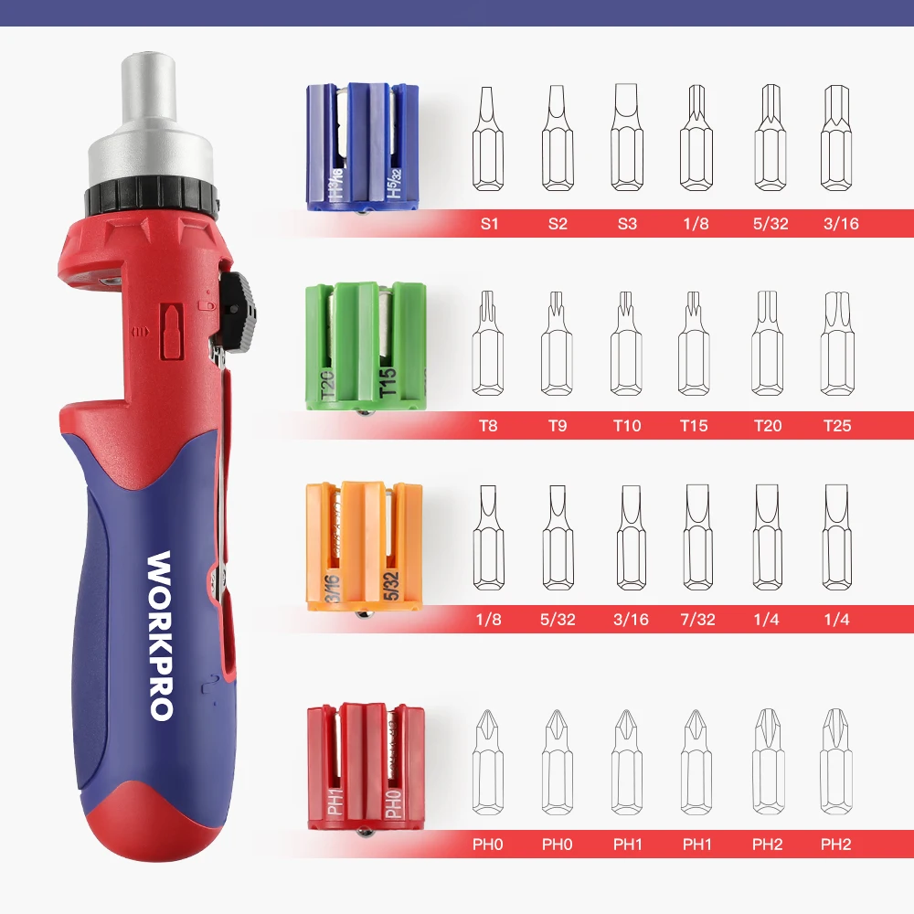 WORKPRO-destornillador de carga automática 24 en 1, kit de herramientas de reparación, juegos de brocas múltiples