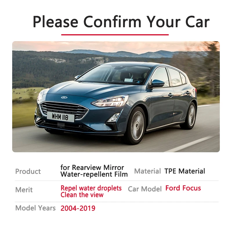 Full Cover Anti Fog Film Rearview Mirror for Ford Focus 2 3 4 2004~2019 Accessories MK2 MK3 MK4 2008 2012 2014 2016 2018 2019 ST view 6