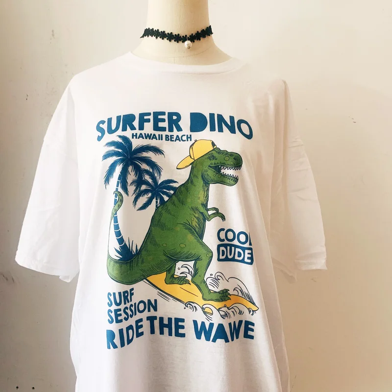 Super Dino Tops Tees Cartoon Dinosaur Print T Shirt For Women Cute Birthday Gift Number Clothes Baby Dino Cartoon T-shirt