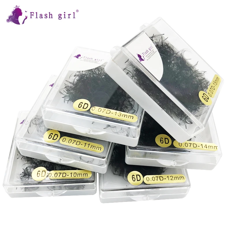 

Flash girl 6D Premade fans Short Stem 1000 Fans in one box Private Label Russia Volume Lashes Bulk Lashes Pre Made fans