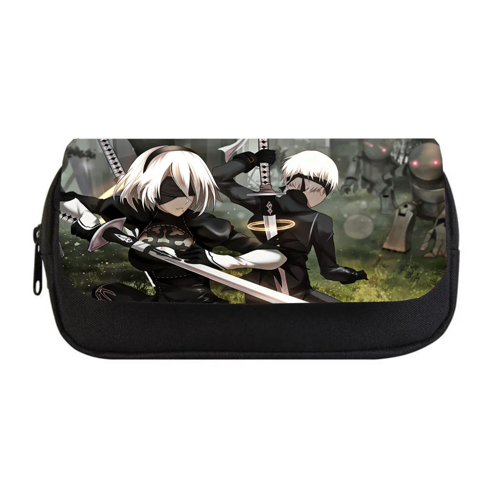 

Student Pencil case Game NieRAutomata Pencil bag Women Makeup Bag Child boys girls Pencil Case Double Zipper pencil Bag