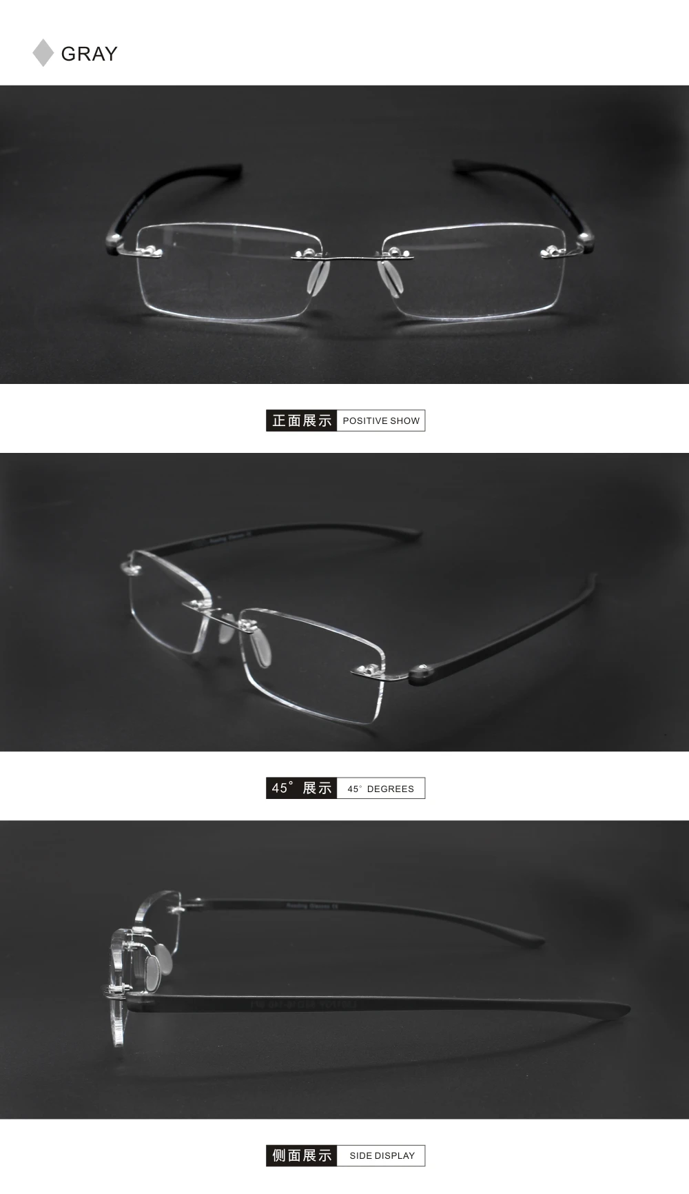 Rolipop Randlose Lesebrille Männer Rezept Damen Leser Metall Anti-müdigkeit Presbyopie Vergrößerungs – Detail 8
