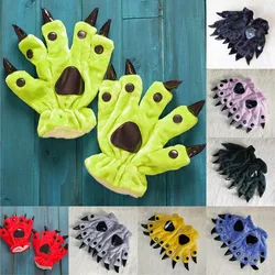 Kigurumi Animal Gloves Men Women Soft Flannel Glove Paw Dinosaur Bear Finger Claw Cute Fluffy Halloween Party Performance Mitten