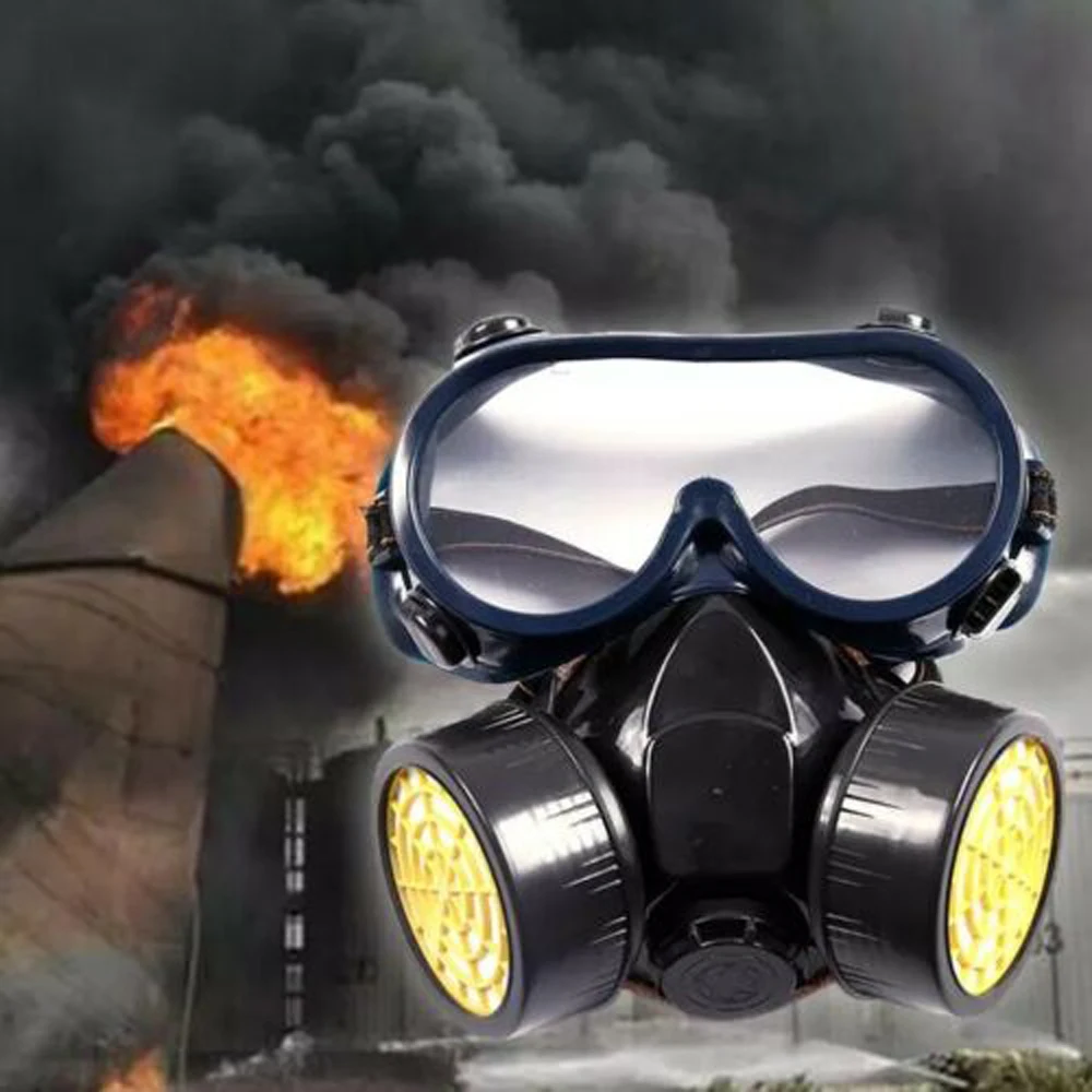 Sobrevivência de emergência Óculos de Segurança Máscara de Gás Respiratório & 2 Filtro de Proteção Dupla