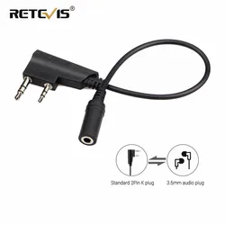 Retevis TCK01 2Pin to 3.5mm Female Phone Audio Earpiece Transfer Cable For Retevis RT21 RT22 RT24 RT7 RT27 H777 Walkie Talkie