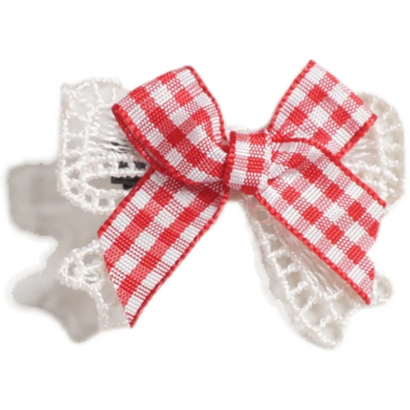 Strawberry Red Plaid Bow Barrettes Strawberry Lolita Polka Dotted Strawberry