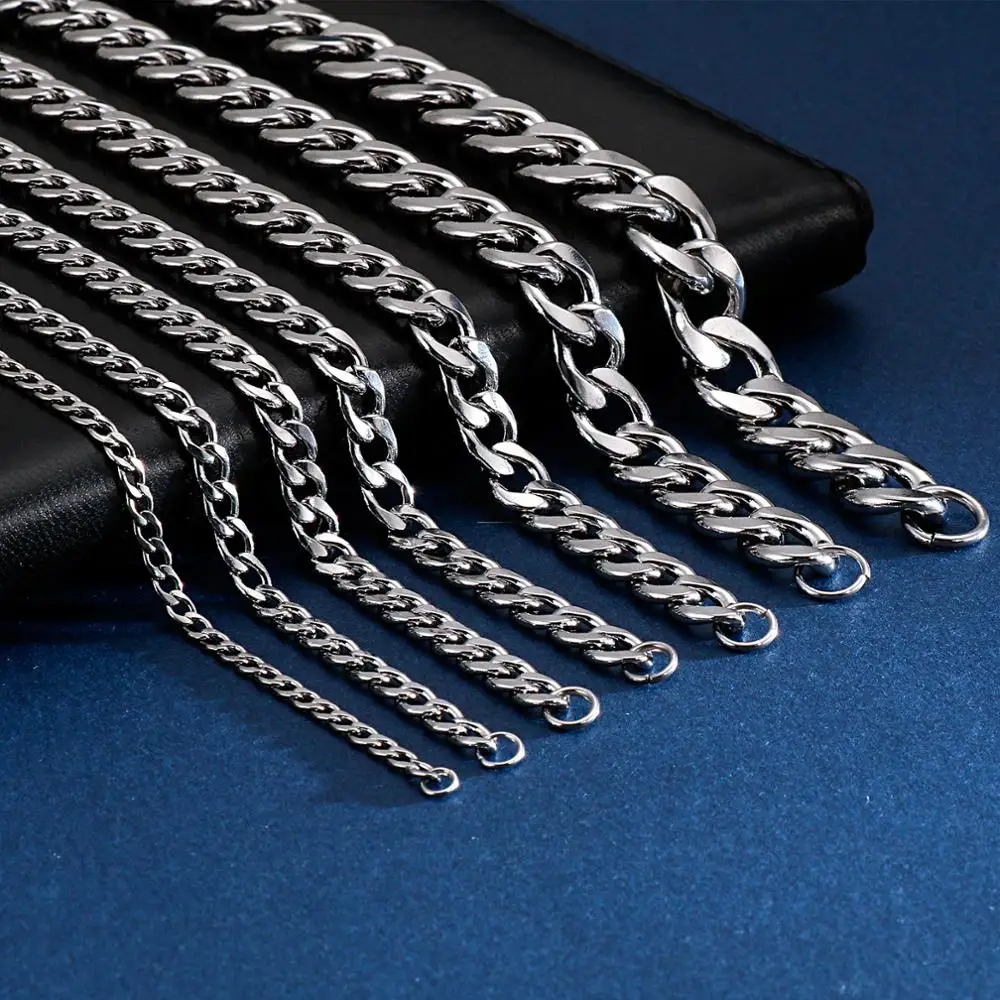 3/4/5/6/8/9/11mm Stainless Steel Classic Cuban Curb Chain Bracelet Men Male Cool High Quality Never Fade image 4
