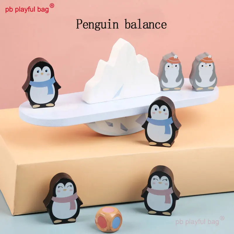 PB Playful Bag Penguin Balance Building Block Game Wooden Toys Parent Child Interaction Early Childhood Education Gift UG40