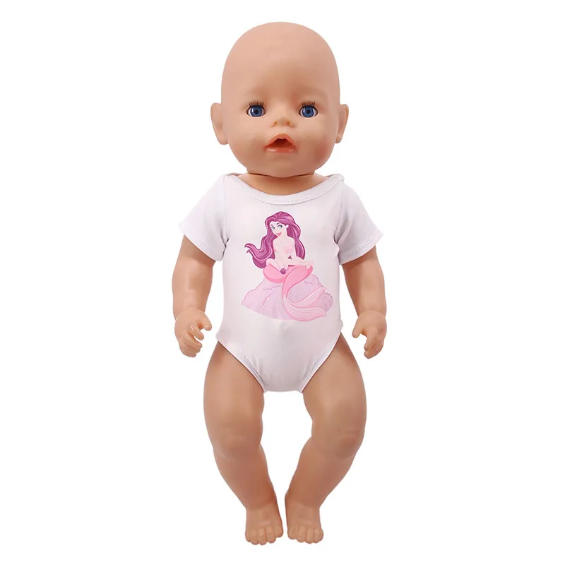 Doll Clothes Mermaid Unicorn Print T-shirt For 43Cm New Baby Reborn 18 Inch American Doll Baby Girl Our Generation Swimsuit Zaps