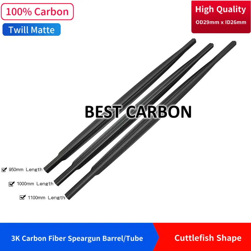 High quality cuttlefish Shape 29mmx26mm Twill Matte 3K Carbon Fiber spearfishing barrel, speargun tube, railguns