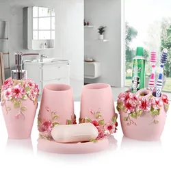 Resin Bathroom Set, Multi Models, Optional, Set of 5 Pieces, Toiletries Kit, Bathroom Accessories