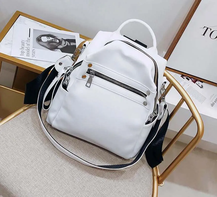 Wholesale New Fashion Solid Leather Women's Small Backpack Cute Girls Casual Double Shoulder Bags Outdoor Travel Bag