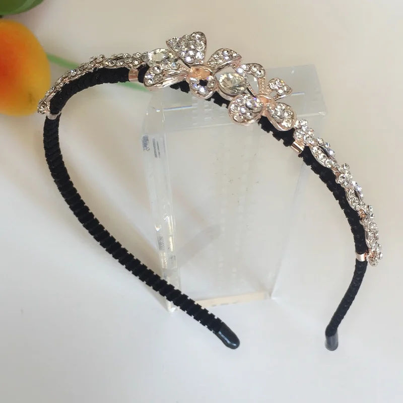 Korean Beautiful Shine Headband Diamond Rhinestone Flower Flora Head Hoop Creative Jewelry Ornaments Women Girls Accessories