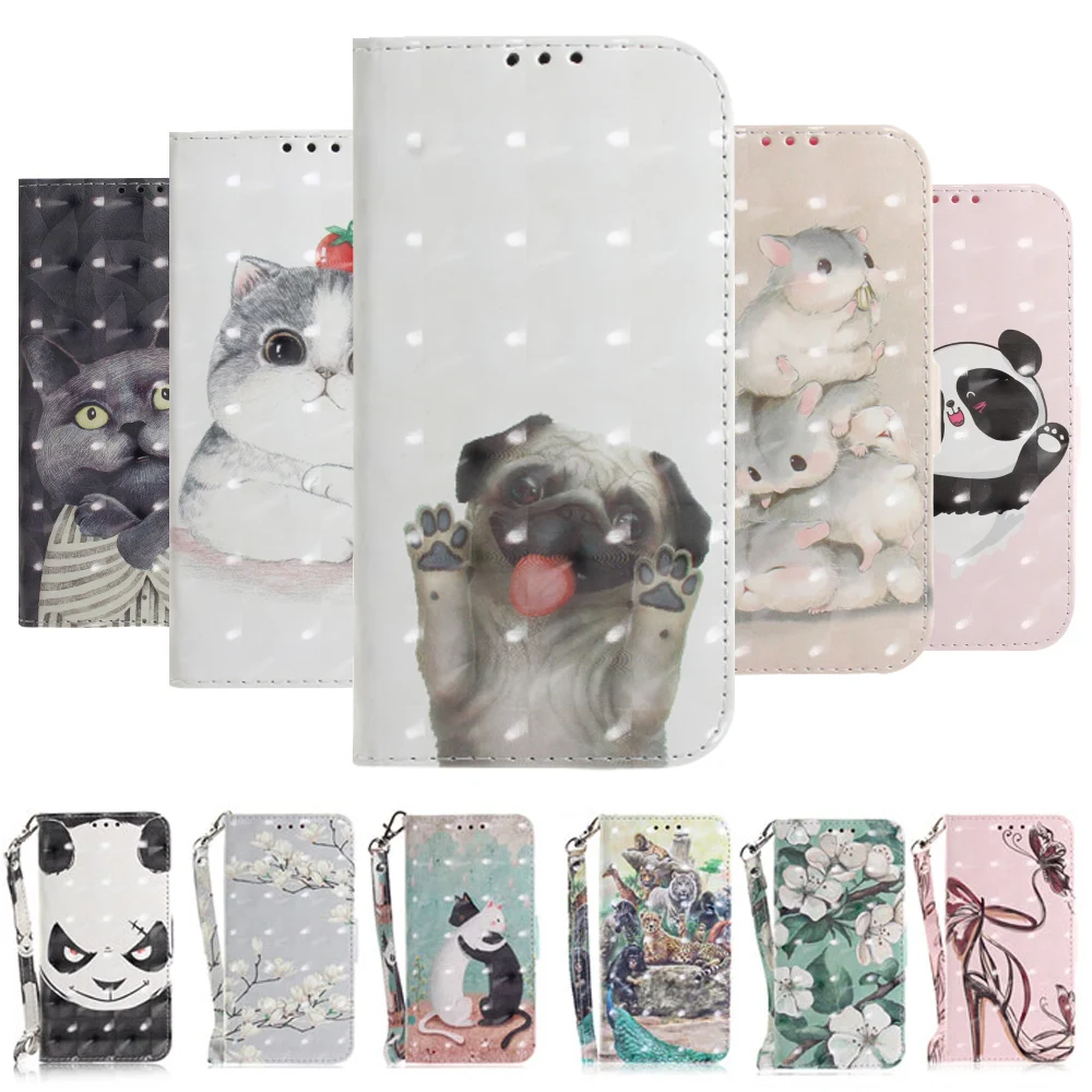 Casing Dicat 3D untuk Redmi Note 10 10S 9T 9 9A 9C 9S 8 Pro 8T 8A 7 7A 6 6A Casing Ponsel Dompet Slot Kartu Lipat Sampul Buku Kulit