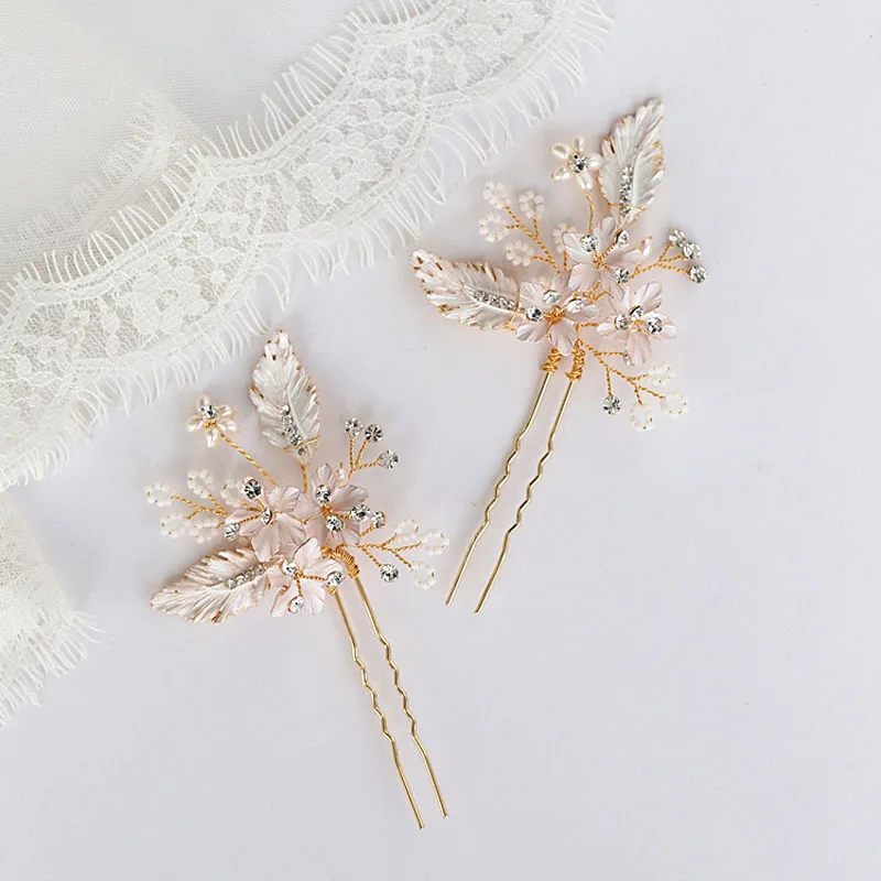 Floralbride Handmade Alloy Flower Freshwater Pearls Bridal Hair Pin Wedding Hair Sticker Women Jewelry Hair Accessories