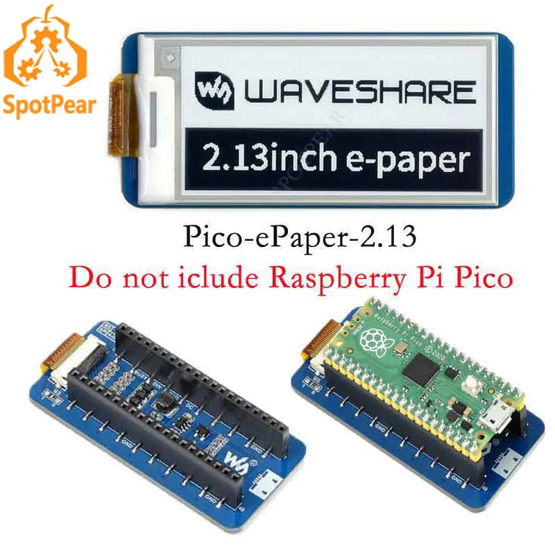 

Raspberry Pi Pico 2.13inch E-Paper E-Ink Display Module 250×122 Black / White SPI