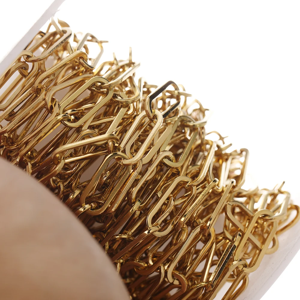 1 Meter Edelstahl-Oval-Flachgliederketten für DIY-Schmuckherstellung, Zubehör, Halsketten-Zubehör, Armband-Komponenten – Detail 6