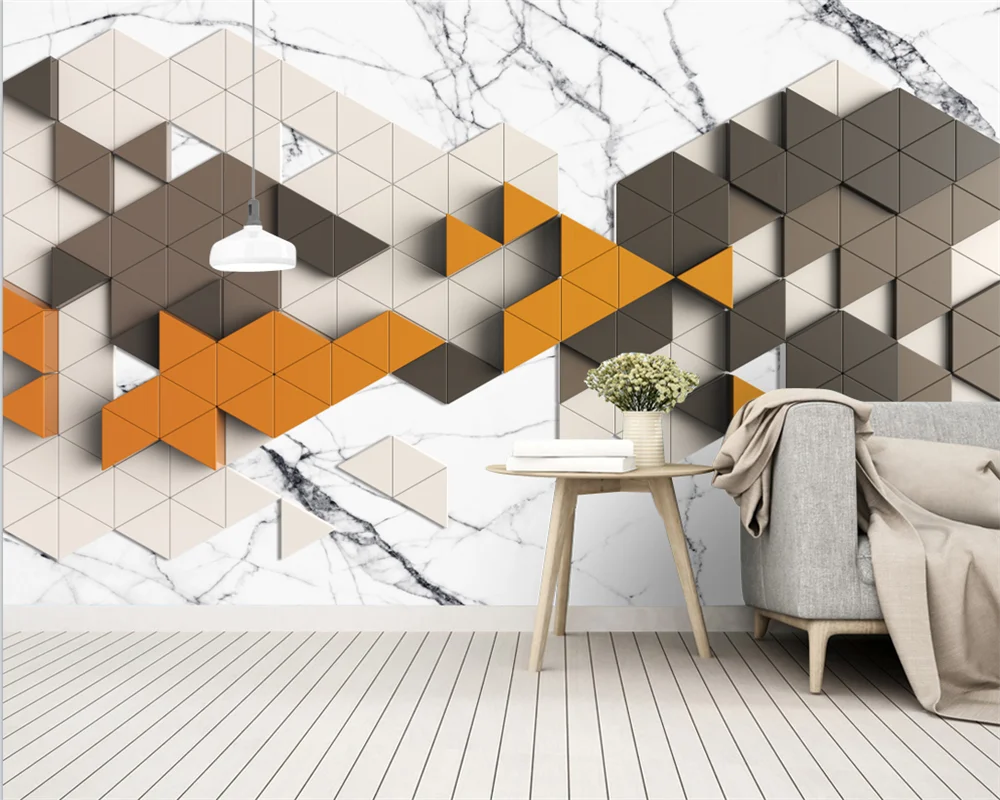 

beibehang Custom Nordic minimalist triangle bedroom living room decoration painting wall papers home decor background wallpaper