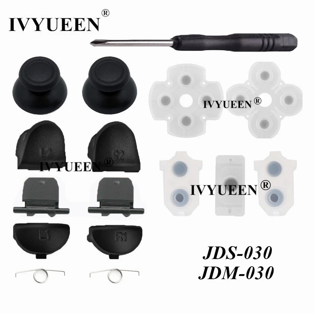 IVYUEEN R2 L2 L1 R1 ปุ่มทริกเกอร์Mod KitสำหรับPlayStation 4 PS4 Pro Slim Controller Analog Stick Caps JDS 055 050 040 030 011