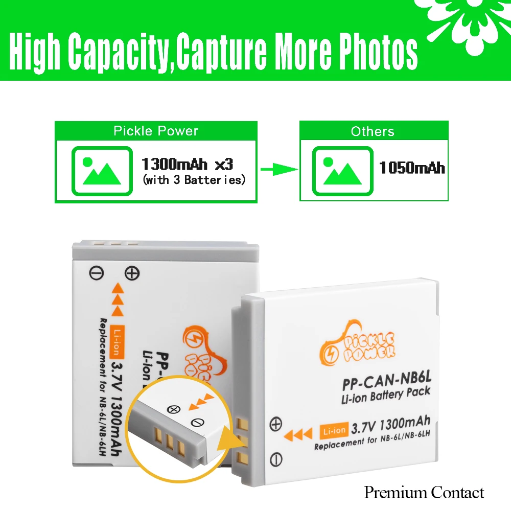 1300mAh NB-6L NB-6LH بطارية 3-port LED شاحن لكانون PowerShot D10 D20 D30 S95 SX260 SX280 SX540 SX700 SX710 HS كاميرا