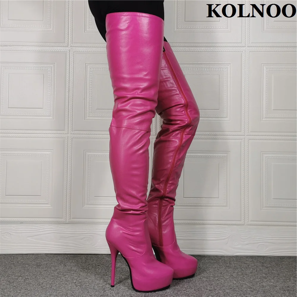 Kolnoo New Style Handmade Ladies Stiletto Heel Thigh-high Boots Platform Real Pictures Party Over Knee Boots Fashion Prom Shoes