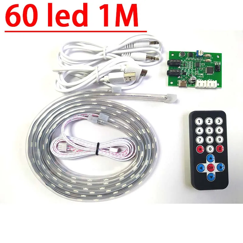 Imagem -03 - Dykb 1.5 Metro de Áudio Indicador Nível Espectro Música Dupla 30 60 90 Led Colorido Flexível Tira Suave Som Controle Voz Remoto
